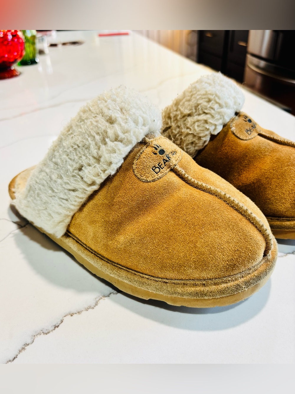 BearPaw Womens Hard Bottom Sherpa Lined Slippers Clogs Size 9